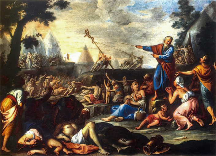 Tela sul lato destro dell’Abside – “Il serpente di bronzo” – di autore ignoto, del sec. XVIII